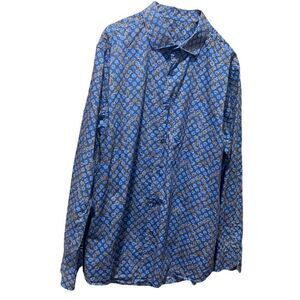 Tasso Elba Geometric Pattern Button Down Long Sleeve Shirt‎